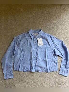 The Way-Short Shirt in Silky Cotton Chambray Blue Size: S, NWT